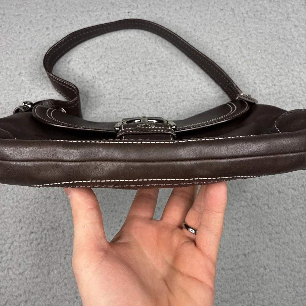 Vintage Coach Soho Y2K Leather Buckle Flap Shoulder Bag Brown Purse F10910